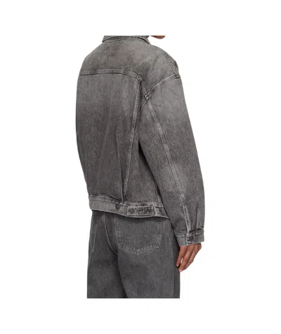 Agolde Button Denim Jacket In Gray