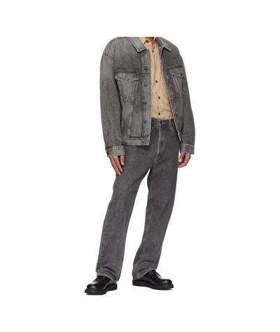 Agolde Button Denim Jacket In Gray
