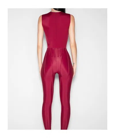Mugler High-neck Sleeveless Bodysuit In Red