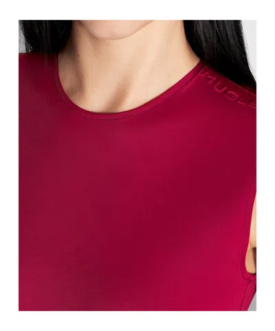 Mugler High-neck Sleeveless Bodysuit In Red