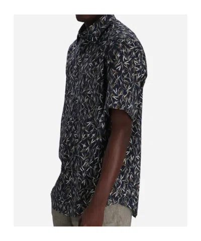 Hugo Boss Joe Leaf-print Short-sleeve Shirt In Black