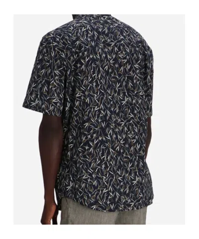 Hugo Boss Joe Leaf-print Short-sleeve Shirt In Black