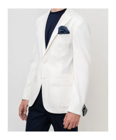Hugo Boss Linen-blend Blazer In White
