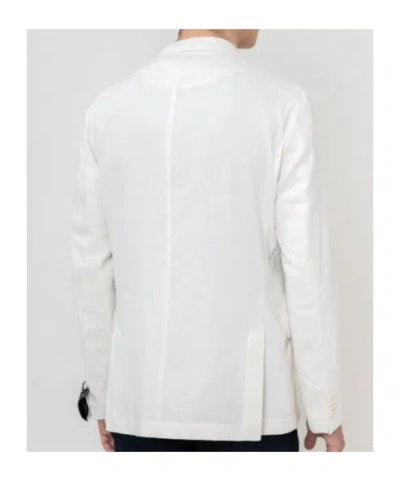 Hugo Boss Linen-blend Blazer In White