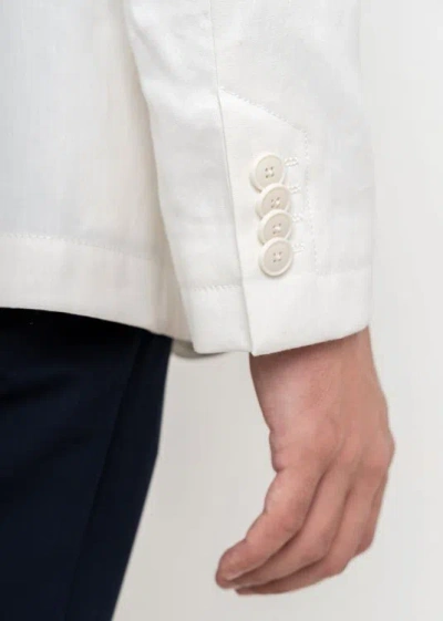 Hugo Boss Linen-blend Blazer In White