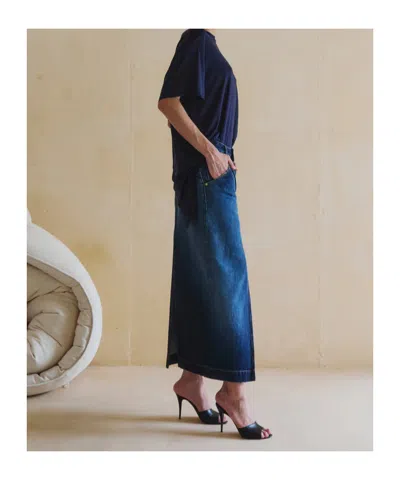Darkpark Dark Blue Erika Denim Skirt In Blue