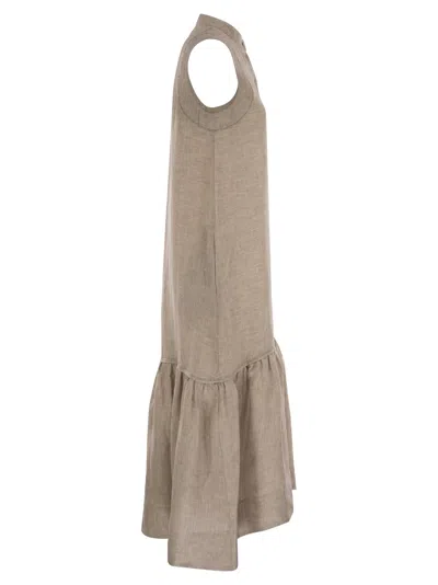 Peserico Ruffled Sleeveless Midi Dress In Brown