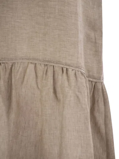 Peserico Ruffled Sleeveless Midi Dress In Brown