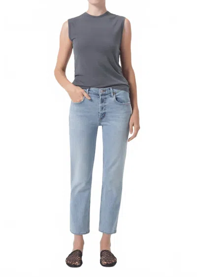 Agolde Kye Straight Crop Jeans In Diversion In Blue