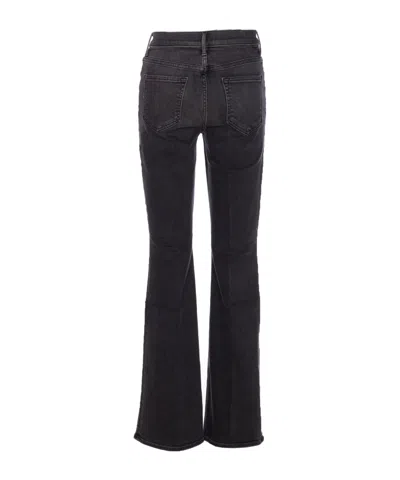 Mother Flared Leg Trousers Contrast Stitching In Black