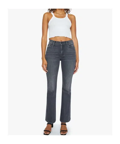 Mother Flared Leg Trousers Contrast Stitching In Black