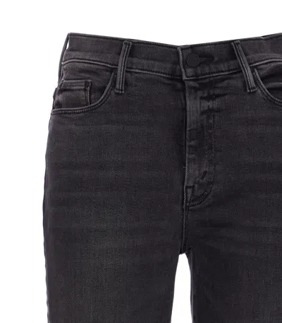 Mother Flared Leg Trousers Contrast Stitching In Black