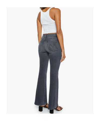 Mother Flared Leg Trousers Contrast Stitching In Black