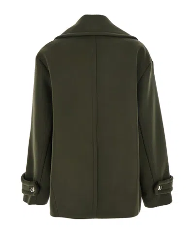 Semicouture Double-breasted Button Peacoat In Green