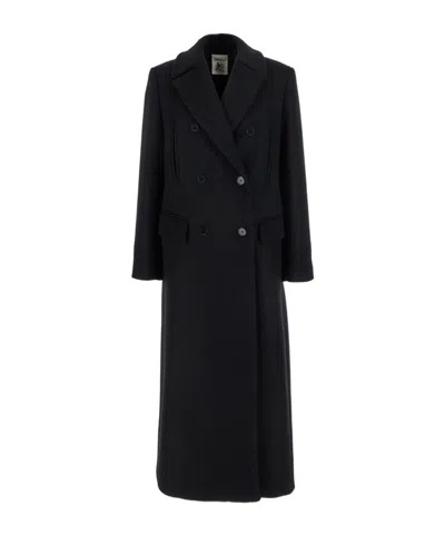 Semicouture Double-breasted Wool Coat In Black