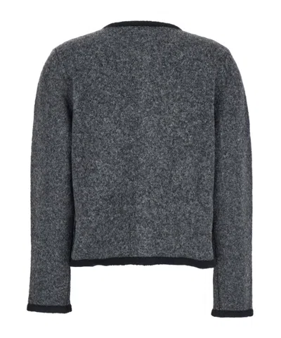 Semicouture Round-neck Long-sleeve Knitted Sweater In Black