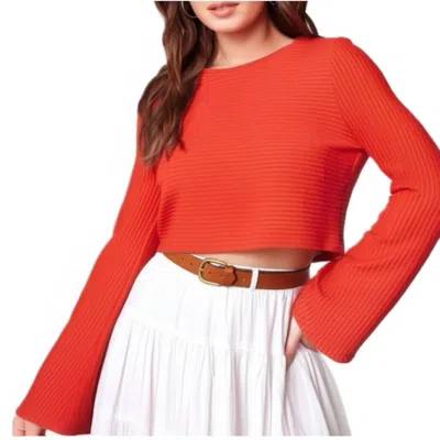Band Of Gypsies Alize Long Sleeve Cropped Top In Red Rust In Red