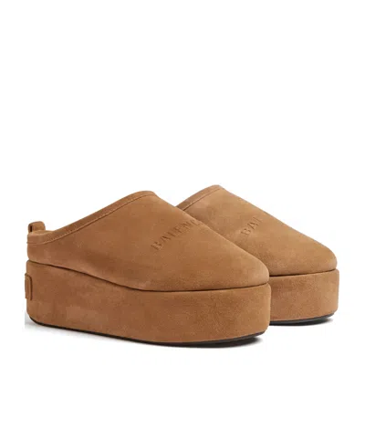 Balenciaga Women's Alaska Soft Platform Mule In Brown/white