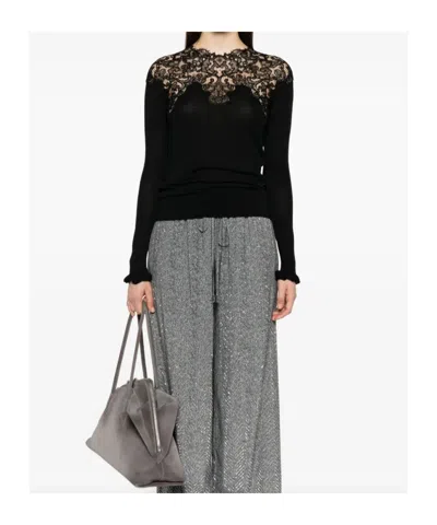 Ermanno Scervino Lace-trimmed Merino Wool T-shirt