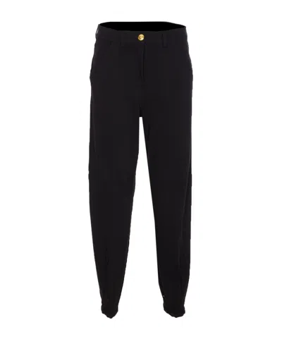 Pinko Tailored Black Trousers With Gold-tone Button Detail In Black