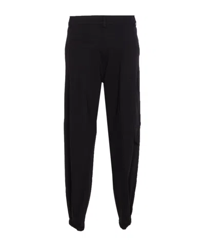 Pinko Tailored Black Trousers With Gold-tone Button Detail In Black