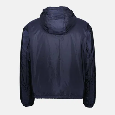 Prada Padded Jacket With Hood And Elastic Cuffs In Blue