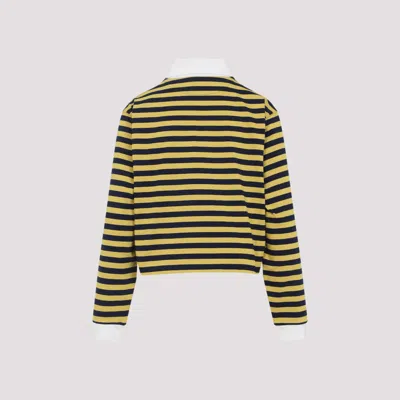 Miu Miu Contrast Collar Striped Cotton Polo
