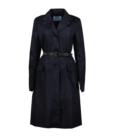 Prada Midnight Blue Re-nylon Trench Coat In Multi