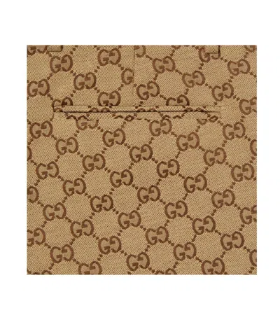 Gucci Gg Detail Belted Pocketed Shorts In Brown