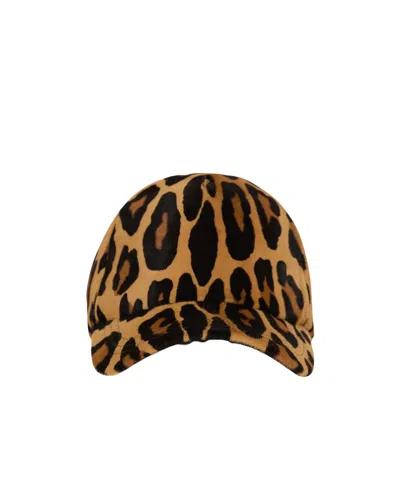 Balmain Ponyskin-style Leather Cap With Leopard Pattern