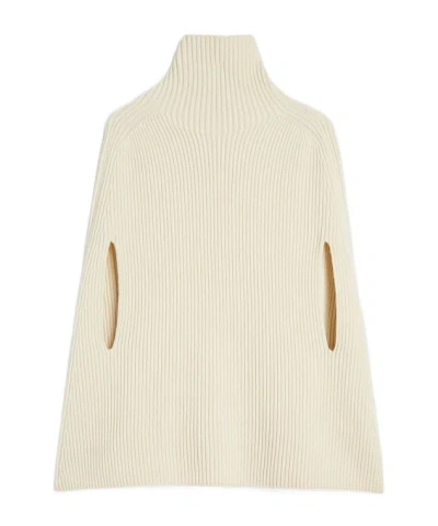 Jil Sander High-neck Ribbed Cape In Neutral