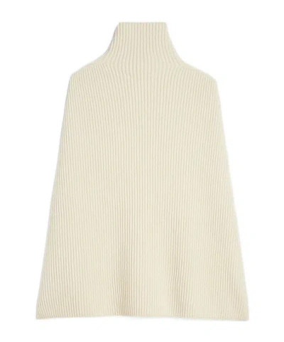 Jil Sander High-neck Ribbed Cape In Neutral