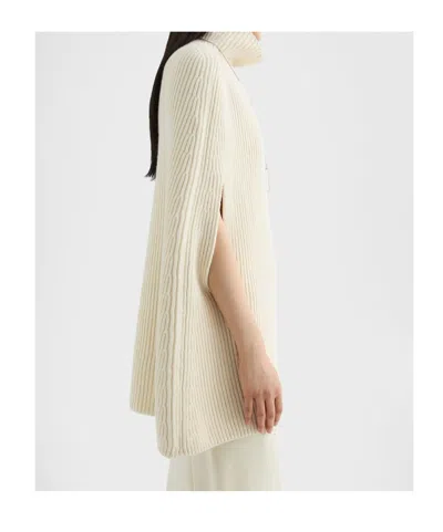 Jil Sander High-neck Ribbed Cape In Neutral