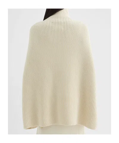 Jil Sander High-neck Ribbed Cape In Neutral