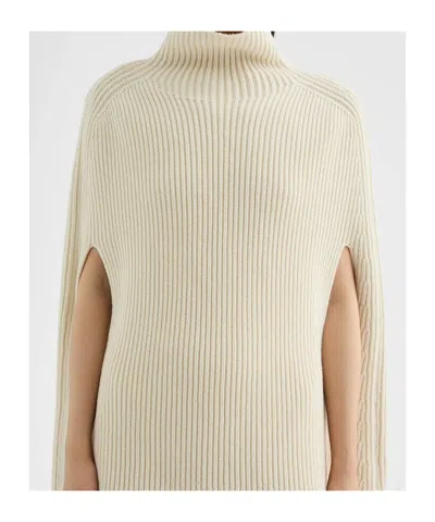 Jil Sander High-neck Ribbed Cape In Neutral