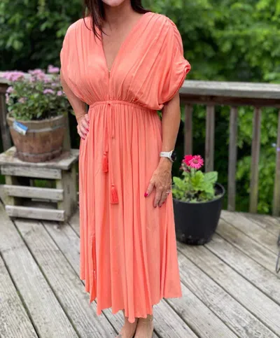 Gilli V-neck Tassel Dress In Coral In Pink