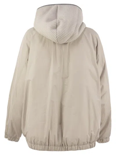 Brunello Cucinelli Water-repellent Techno Cotton Taffeta Down Jacket With Hood