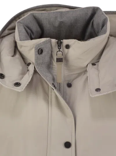 Brunello Cucinelli Water-repellent Techno Cotton Taffeta Down Jacket With Hood