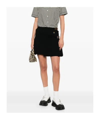 Vivienne Westwood Belted Pleated Mini Skirt In Black