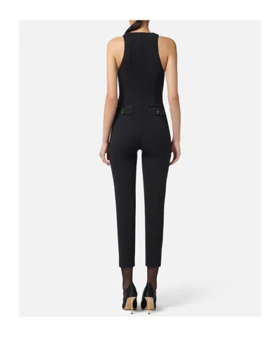 Elisabetta Franchi Zip-front Halterneck Jumpsuit In Black