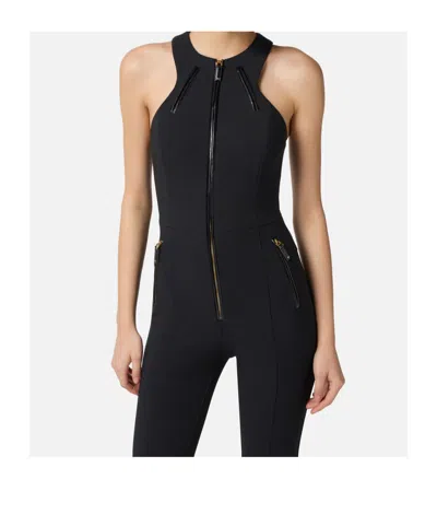 Elisabetta Franchi Zip-front Halterneck Jumpsuit In Black