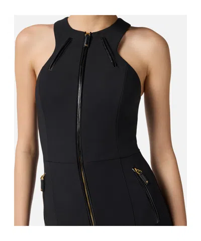 Elisabetta Franchi Zip-front Halterneck Jumpsuit In Black