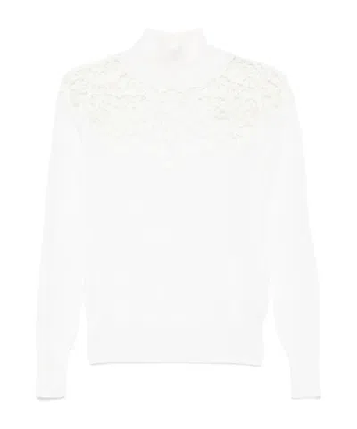 Ermanno Scervino Long Sleeve Turtle-neck Sweater In White