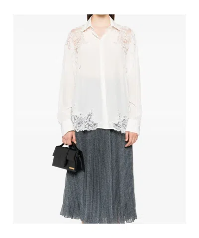Ermanno Scervino Silk Blouse With Intricate Lace Detailing In White