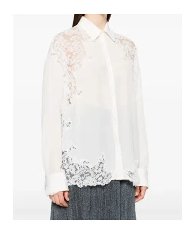 Ermanno Scervino Silk Blouse With Intricate Lace Detailing In White