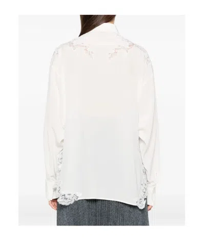 Ermanno Scervino Silk Blouse With Intricate Lace Detailing In White