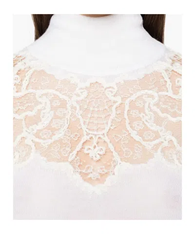 Ermanno Scervino Long Sleeve Turtle-neck Sweater In White