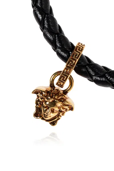 Versace La Medusa Braided Leather Bracelet