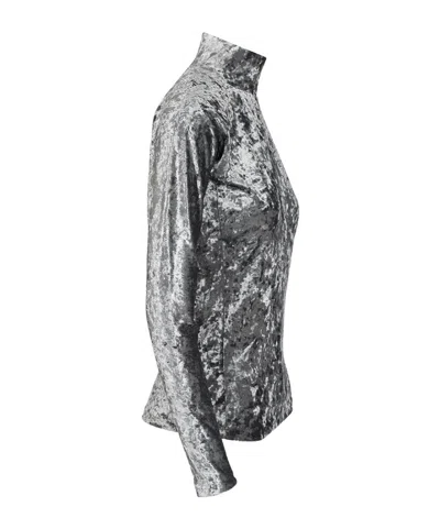 Forte Forte Stretchy Rollneck In Shimmering Velvet In Gray
