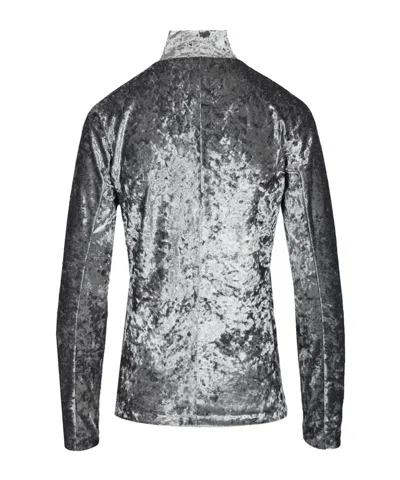 Forte Forte Stretchy Rollneck In Shimmering Velvet In Gray